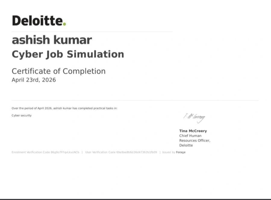 Cyber Job Simulation certificate