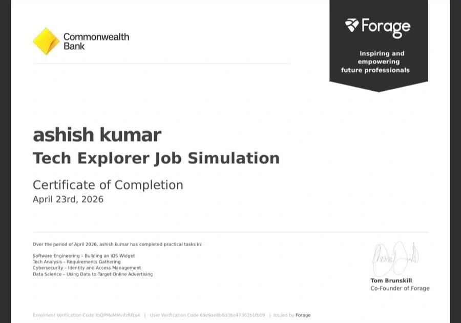 Tech Explorer Job Simulation certificate
