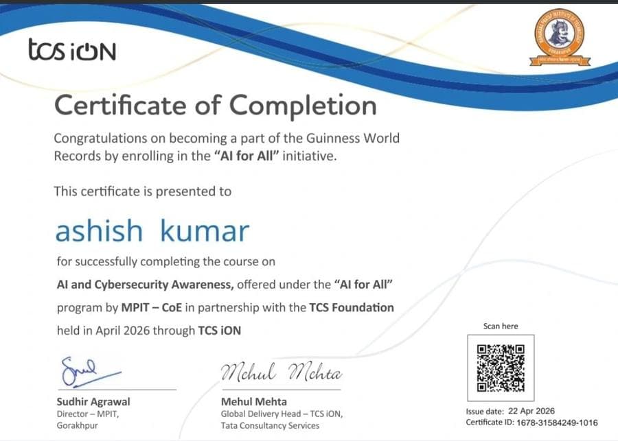 AI and Cybersecurity Awareness certificate